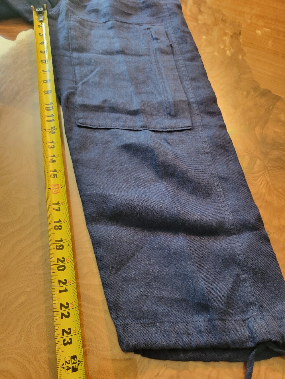 Ralph Lauren 100% Linen Deep Navy Cropped Cargo Pants with Drawstring Cuffs - Picture 10 of 10